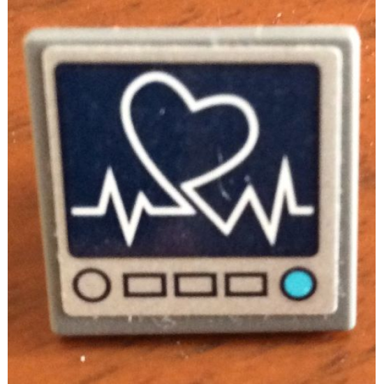 Road Sign 2 x 2 Square with Open O Clip with Computer Screen, Dark Blue Heart and Heart Beat Pattern (Sticker) - Set 41318