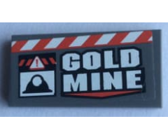 Tile 2 x 4 with 'GOLD MINE' and Red and White Danger Stripes Pattern (Sticker) - Set 60188