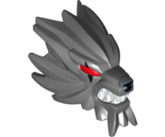 Large Figure Part Head Modified Chima Wolf with Red Eyes and White Teeth Pattern