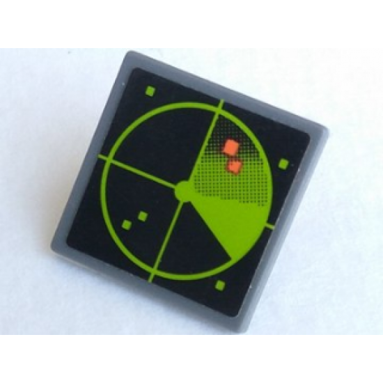 Road Sign 2 x 2 Square with Open O Clip with Lime Radar on Computer Screen Pattern (Sticker) - Set 75902