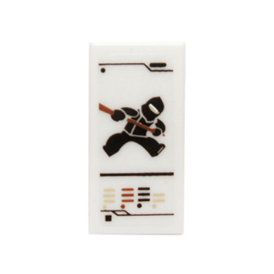 Tile 1 x 2 with Ninjago Game Card with Black Ninja Cole Pattern (Sticker) - Set 70751