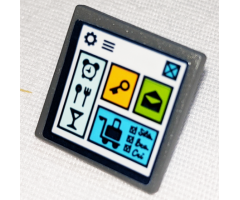 Road Sign 2 x 2 Square with Open O Clip with Clock, Restaurant, Drink, Key, Mail Envelope and Luggage Hotel Symbols Pattern (Sticker) - Set 41347