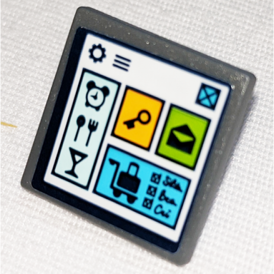 Road Sign 2 x 2 Square with Open O Clip with Clock, Restaurant, Drink, Key, Mail Envelope and Luggage Hotel Symbols Pattern (Sticker) - Set 41347