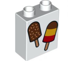 Duplo, Brick 1 x 2 x 2 with 2 Ice Cream Pops Pattern