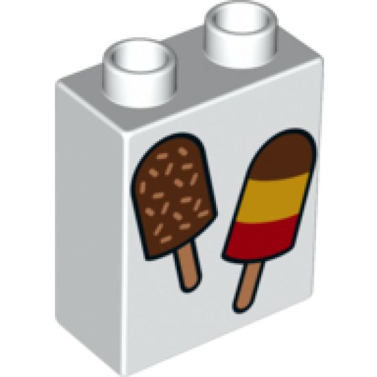 Duplo, Brick 1 x 2 x 2 with 2 Ice Cream Pops Pattern