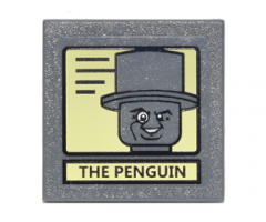 Road Sign 2 x 2 Square with Clip with Black Lines on Yellow Background and 'THE PENGUIN' Portrait Pattern (Sticker) - Set 10937