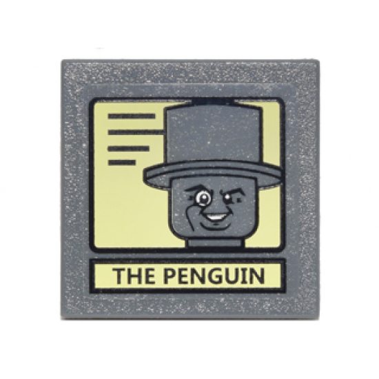 Road Sign 2 x 2 Square with Clip with Black Lines on Yellow Background and 'THE PENGUIN' Portrait Pattern (Sticker) - Set 10937