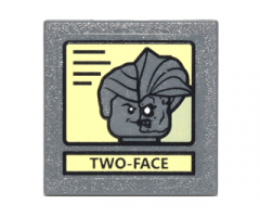 Road Sign 2 x 2 Square with Clip with Black Lines on Yellow Background and 'TWO-FACE' Portrait Pattern (Sticker) - Set 10937