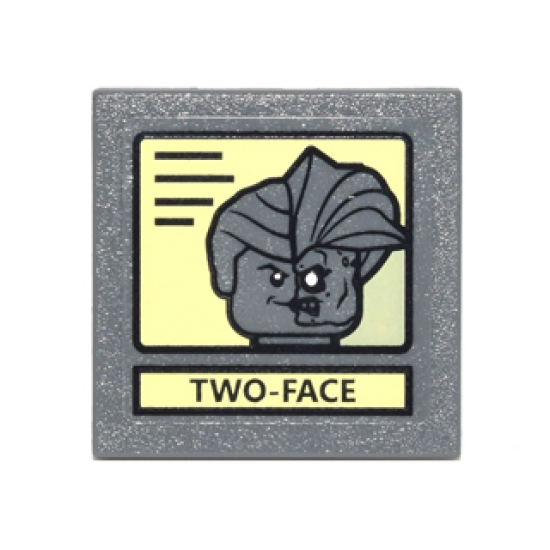 Road Sign 2 x 2 Square with Clip with Black Lines on Yellow Background and 'TWO-FACE' Portrait Pattern (Sticker) - Set 10937