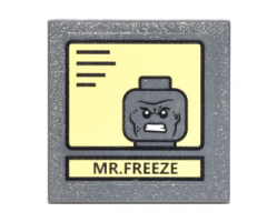 Road Sign 2 x 2 Square with Clip with Black Lines on Yellow Background and 'Mr. Freeze' Portrait Pattern (Sticker) - Set 10937