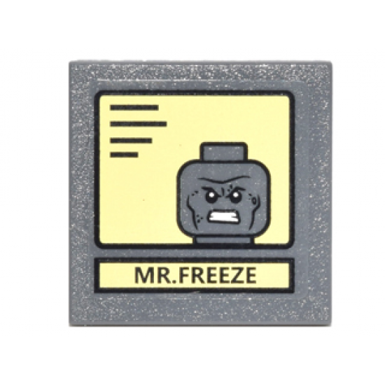 Road Sign 2 x 2 Square with Clip with Black Lines on Yellow Background and 'Mr. Freeze' Portrait Pattern (Sticker) - Set 10937