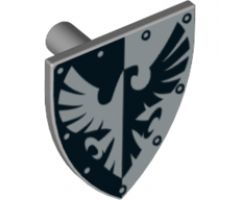 Minifigure, Shield Triangular  with Black and Silver Falcon and Rivets Pattern