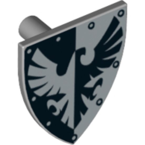 Minifigure, Shield Triangular  with Black and Silver Falcon and Rivets Pattern