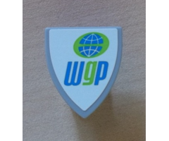 Minifigure, Shield Triangular with Globe and 'wgp' World Grand Prix Logo Pattern (Sticker) - Set 8423