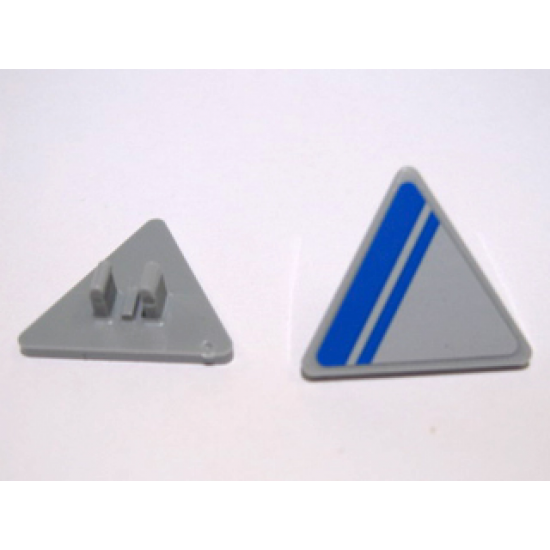 Road Sign 2 x 2 Triangle with Clip with Blue Stripe on Light Bluish Gray Background Pattern Model Left Side (Sticker) - Set 7868