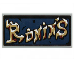 Tile 2 x 4 with 'RONIN'S' on Dark Blue Cloth Background Pattern (Sticker) - Set 70732