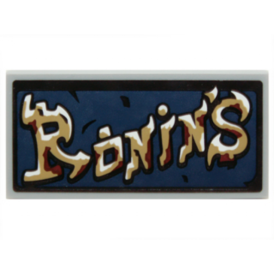 Tile 2 x 4 with 'RONIN'S' on Dark Blue Cloth Background Pattern (Sticker) - Set 70732