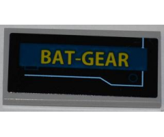 Tile 2 x 4 with Blue Line and Yellow 'BAT-GEAR' on Dark Blue Background Pattern (Sticker) - Set 6860