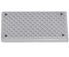 Tile 2 x 4 with Silver Tread Plate and 4 Rivets Pattern (Sticker) - Sets 4644 / 7208