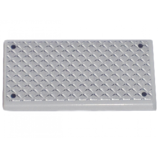 Tile 2 x 4 with Silver Tread Plate and 4 Rivets Pattern (Sticker) - Sets 4644 / 7208