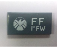 Tile 2 x 4 with Avengers Logo and 'FF 1° FW' Pattern Model Left Side (Sticker) - Set 6869