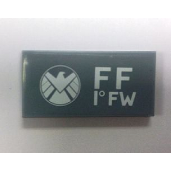 Tile 2 x 4 with Avengers Logo and 'FF 1° FW' Pattern Model Left Side (Sticker) - Set 6869