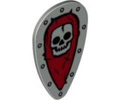 Minifigure, Shield Ovoid with Skull on Dark Red Background Pattern