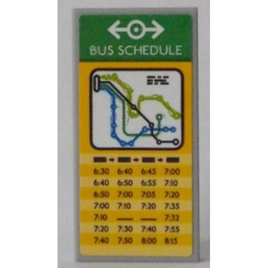 Tile 2 x 4 with Bus Map and Schedule Pattern (Sticker) - Set 60154