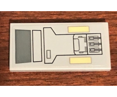 Tile 2 x 4 with SW Machinery and Tan Rectangles Pattern (Sticker) - Set 75158