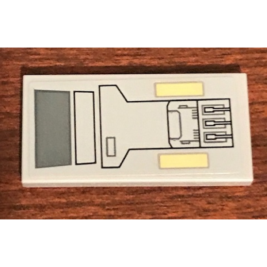 Tile 2 x 4 with SW Machinery and Tan Rectangles Pattern (Sticker) - Set 75158