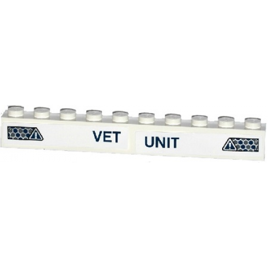 Brick 1 x 10 with 'VET UNIT' and Danger Signs with Exclamation Mark Pattern (Stickers) - Set 75917
