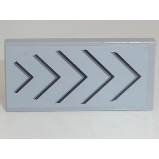 Tile 2 x 4 with 5 Gray Chevrons Pattern (Sticker) - Set 8128