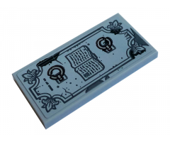 Tile 2 x 4 with Book and Grave Pattern (Sticker) - Set 70420