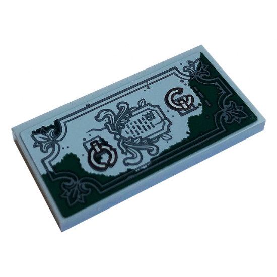 Tile 2 x 4 with Grave, Page and Dark Green Moss Pattern (Sticker) - Set 70420