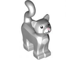 Cat, Standing with White Chest and Muzzle and Bright Pink Nose Pattern