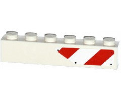 Brick 1 x 6 with Red and White Danger Stripes Cutout Pattern Left (Sticker) - Set 75917