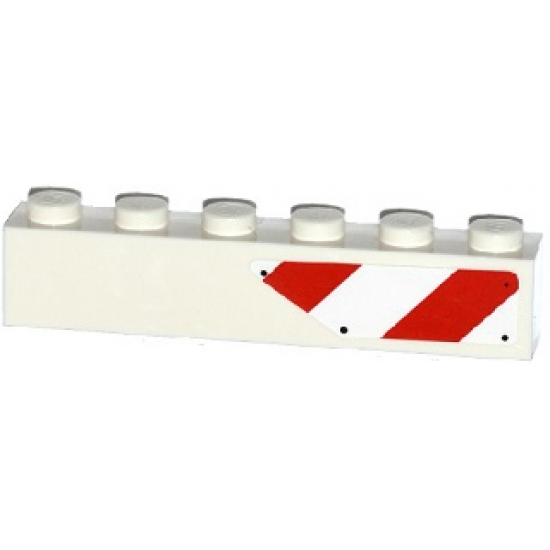 Brick 1 x 6 with Red and White Danger Stripes Cutout Pattern Left (Sticker) - Set 75917