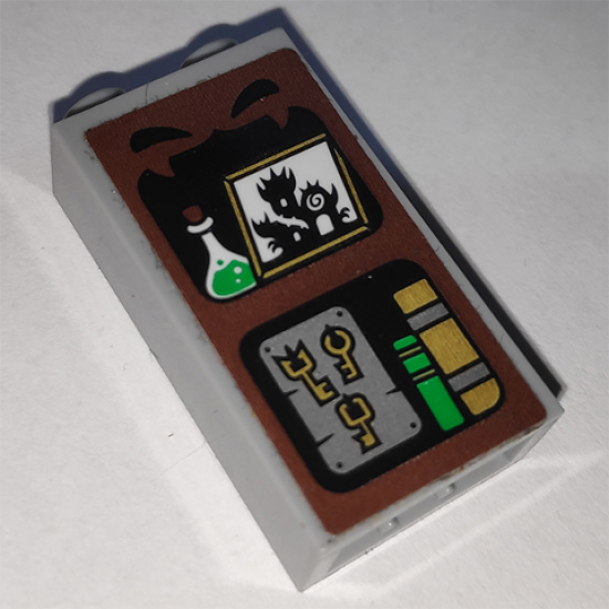 Brick 1 x 2 x 3 with Books, Keys and Potion Flask Pattern (Sticker) - Set 41185