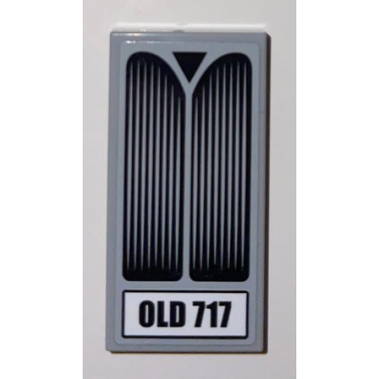 Tile 2 x 4 with Black 'OLD 717' and Engine Grille Pattern (Sticker) - Set 75957