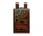Tile, Modified 2 x 3 with 2 Clips with Yellowish Green Spider Web and Black Spider Pattern (Sticker) - Set 70736