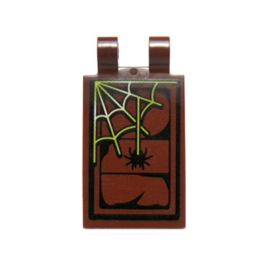 Tile, Modified 2 x 3 with 2 Clips with Yellowish Green Spider Web and Black Spider Pattern (Sticker) - Set 70736