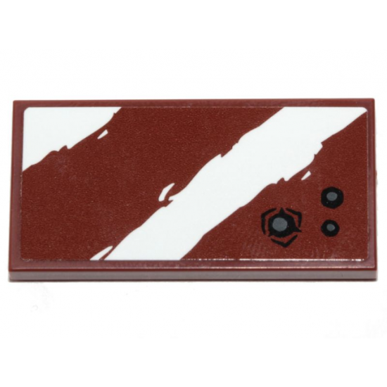 Tile 2 x 4 with 2 Rugged White Diagonal Stripes and Blaster Marks on Reddish Brown Background Pattern (Sticker) - Set 75254