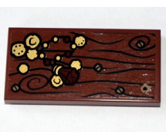 Tile 2 x 4 with Wood Grain, 4 Screws, Gold Coins and Jewel Pattern (Sticker) - Set 79010