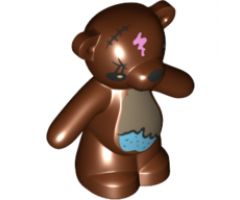 Teddy Bear, The Simpsons with Black Eyes, Nose, Mouth and Stitches, Dark Tan and Medium Azure Stomach and Bright Pink Spot Pattern (Bobo)