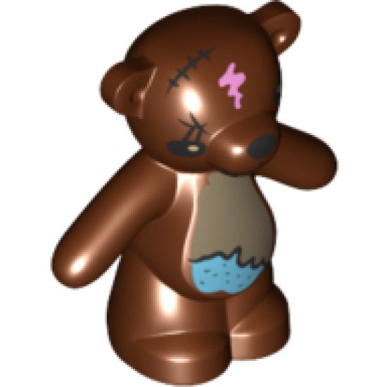 Teddy Bear, The Simpsons with Black Eyes, Nose, Mouth and Stitches, Dark Tan and Medium Azure Stomach and Bright Pink Spot Pattern (Bobo)