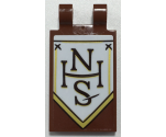 Tile, Modified 2 x 3 with 2 Open O Clips with Black and Gold 'NHS' on White Banner Pattern Model Left Side (Sticker) - Set 70425