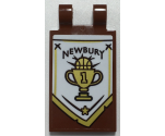 Tile, Modified 2 x 3 with 2 Open O Clips with Black 'NEWBURY' and Gold Basketball Trophy on White Banner Pattern Model Right Side (Sticker) - Set 70425