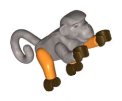 Monkey with Dark Brown Hands and Feet, 1 Flat Silver Arm, 1 Orange Arm and Orange Legs (Monkey Wretch)