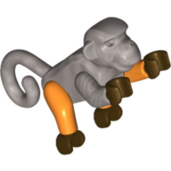 Monkey with Dark Brown Hands and Feet, 1 Flat Silver Arm, 1 Orange Arm and Orange Legs (Monkey Wretch)