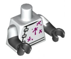 Torso Lab Coat with 3 Black and Gray Clasps, Belt and Magenta Stains Pattern / Black Arms with White Short Sleeves Pattern / Black Hands